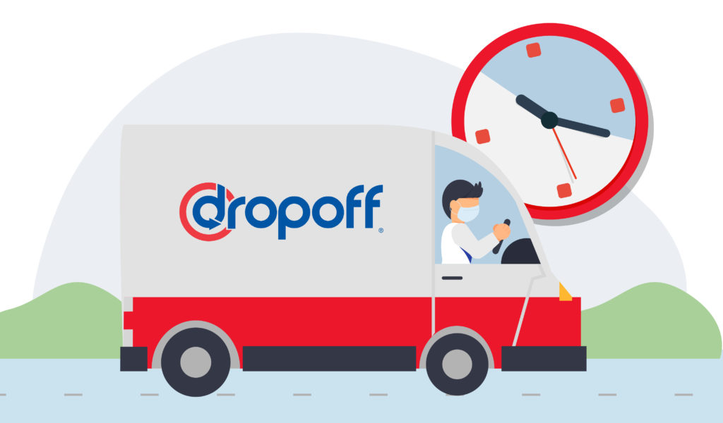 Dropoff courier making a same day delivery. - Dropoff Same-Day delivery for business.