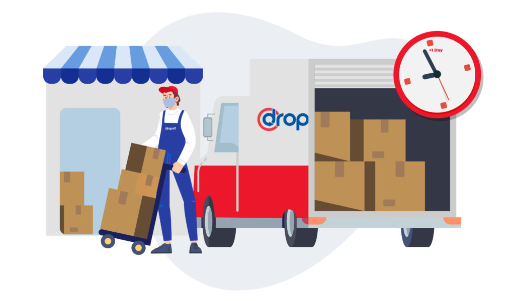 Dropoff courier delivering a package next-day. - Dropoff same-day delivery for business.