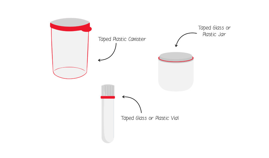 Examples of packages you might use to transport samples or blood