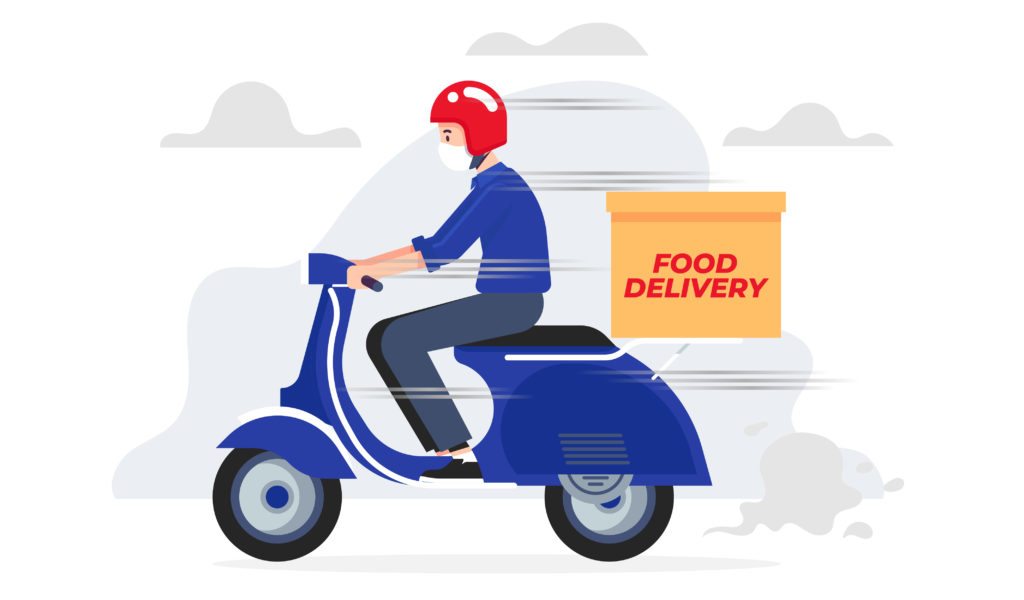 A Dropoff courier dropping of a food delivery.