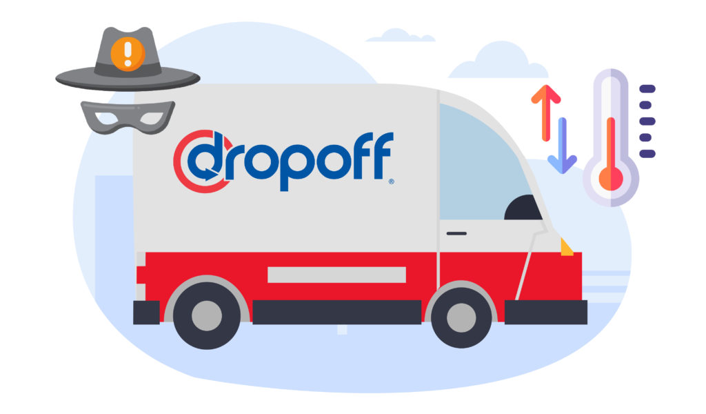 A Dropoff delivery van delivering medications at the proper temperature and avoiding risks.