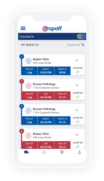 Dropoff app screen