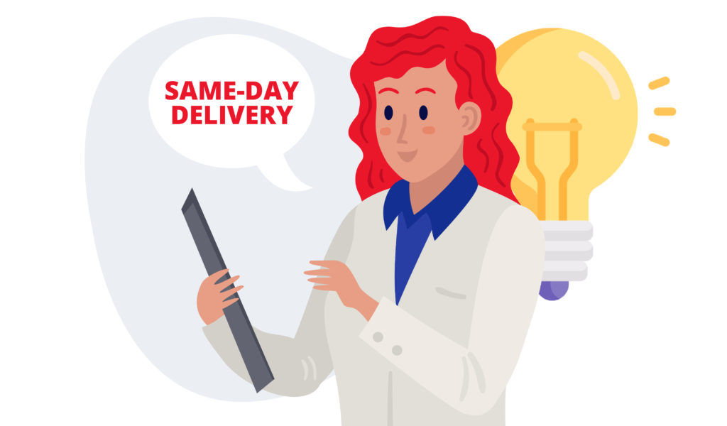 A medical professional realizing the benefits of same-day delivery