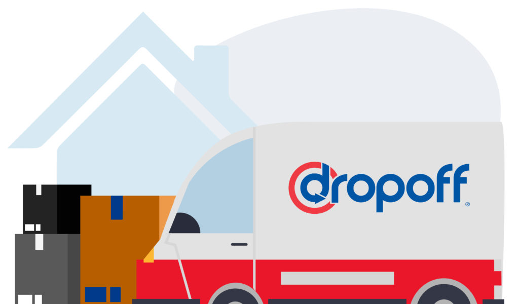 A Dropoff courier delivering packages to a customer in their home