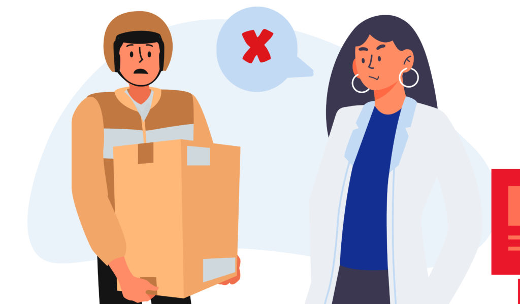 A doctor arguing with their medical courier