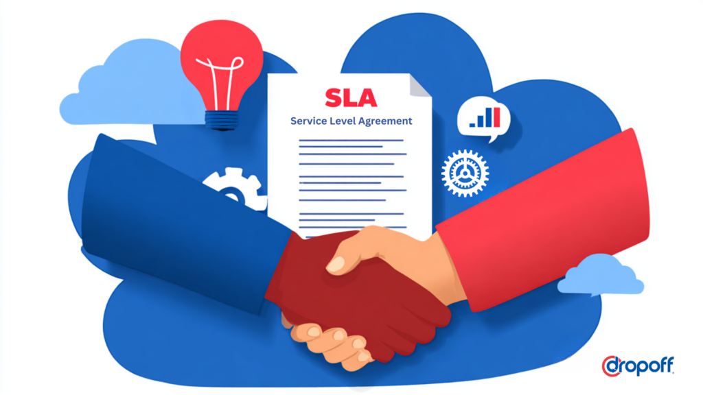 Illustration of a service level agreement in logistics represented as a formal contract between two parties