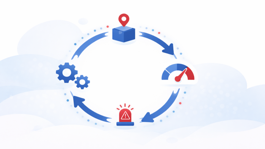Illustration of SLAs as a continuous feedback loop in last-mile delivery operations.