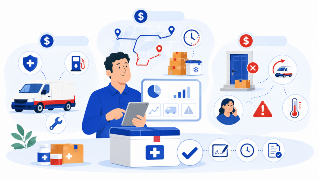 Cost of in-house pharmacy delivery measured by completed documented specialty medication deliveries