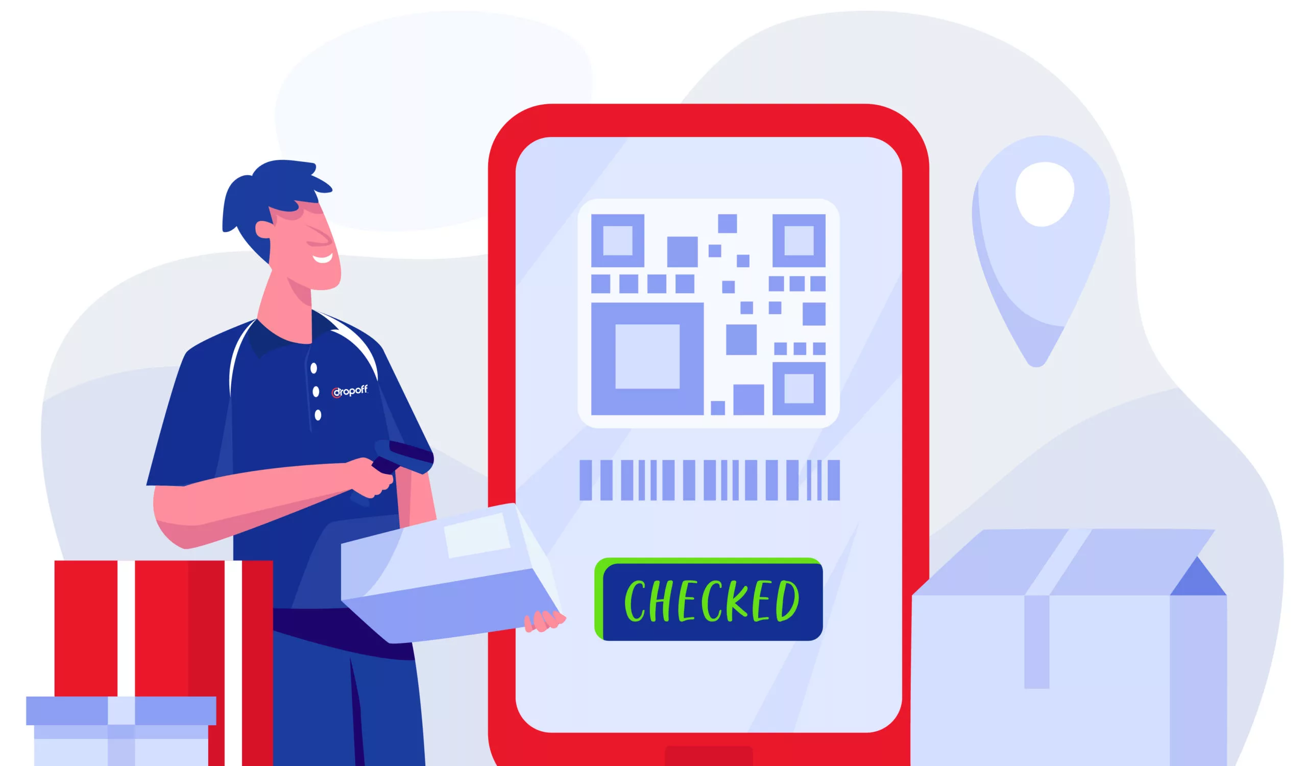 A logistics processor taking inventory using a scanner.