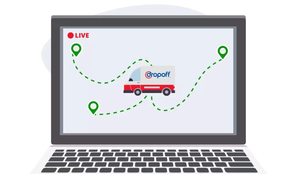 A Dropoff courier being tracked online