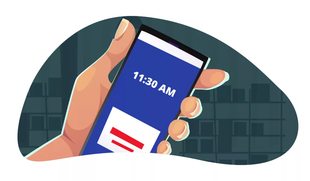 A consumer checking the time on their phone