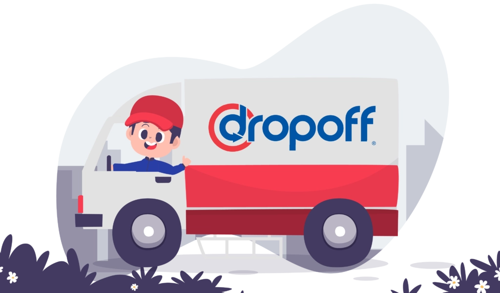 A Dropoff courier driving a marked van.