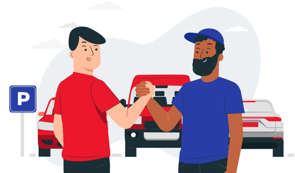 A business owner working together with a Dropoff logistics expert.