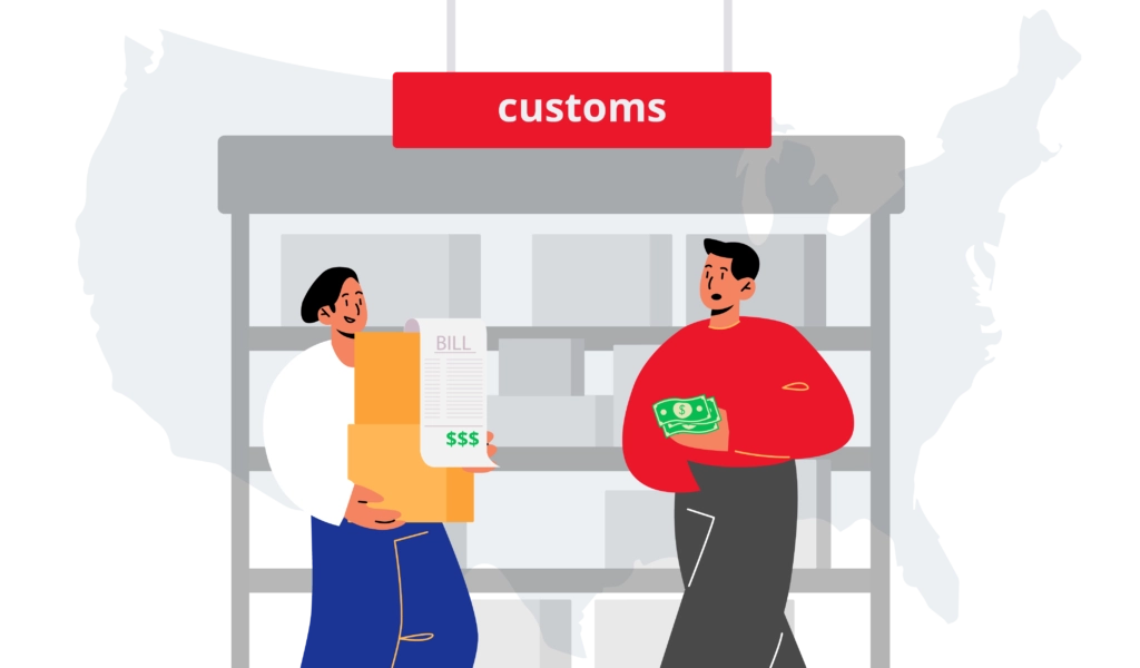 A seller paying for shipping expenses at customs