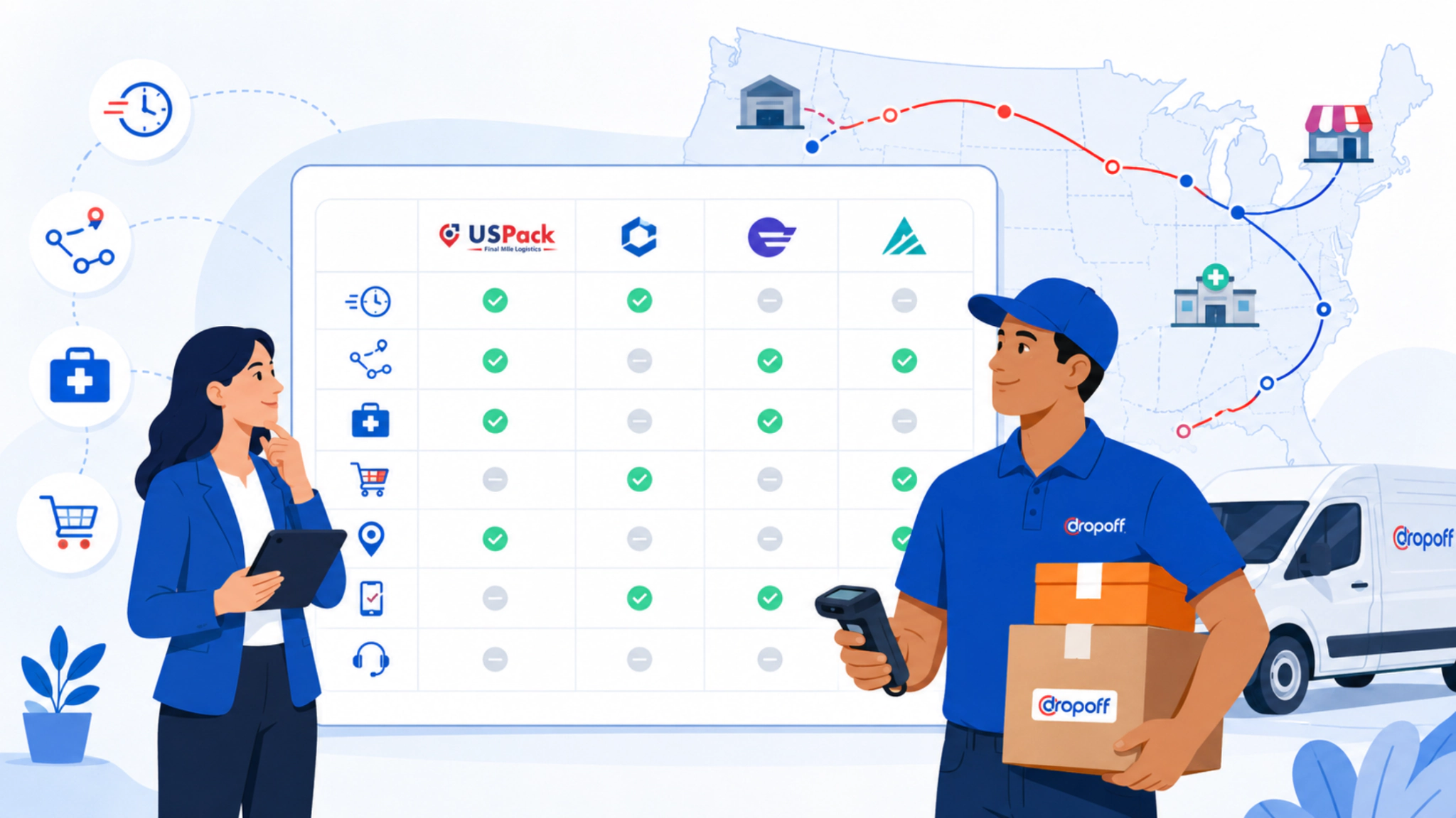 USPack alternatives comparison for business final-mile delivery providers